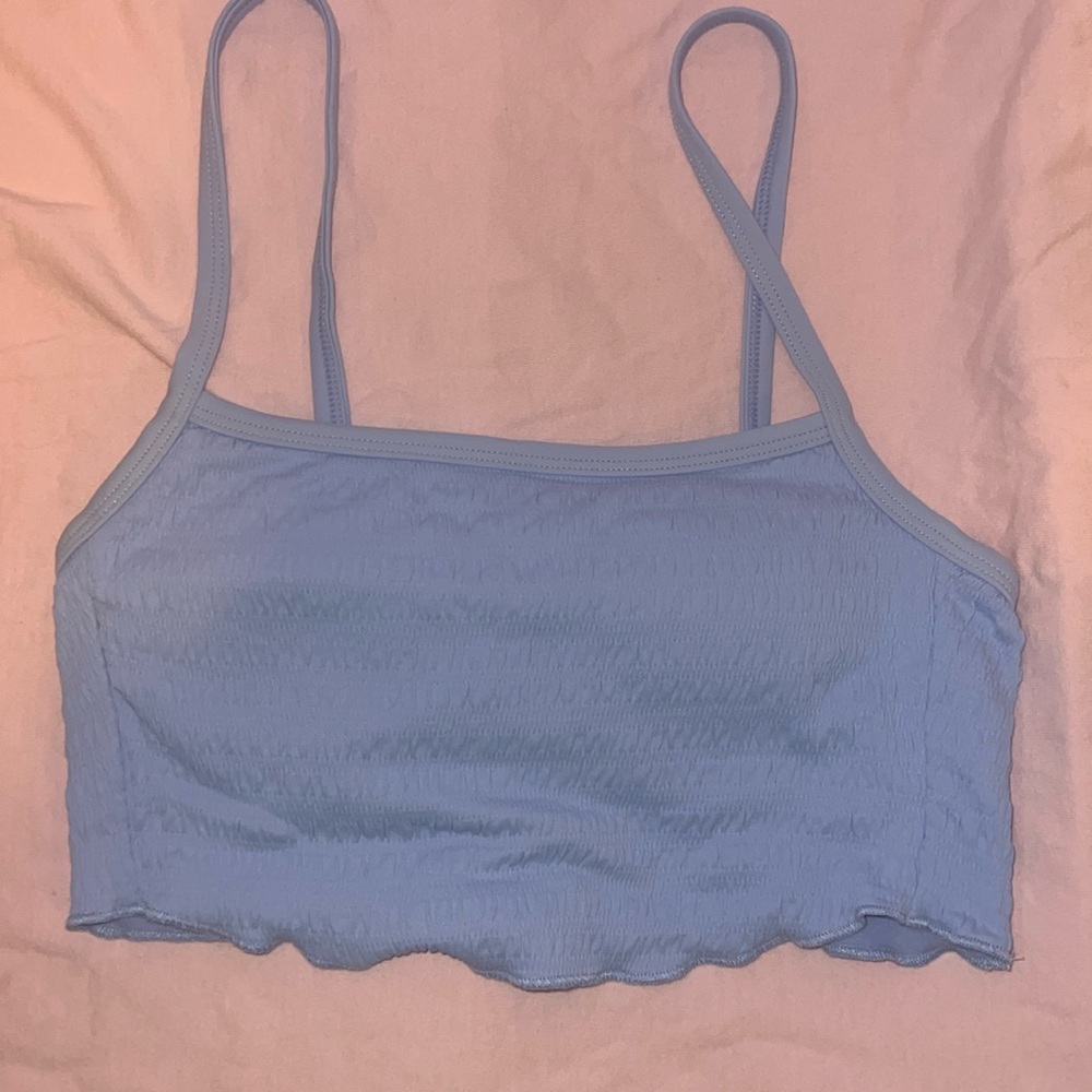 Xhilaration light blue rouched crop tank adjustable straps‎  size XS padded